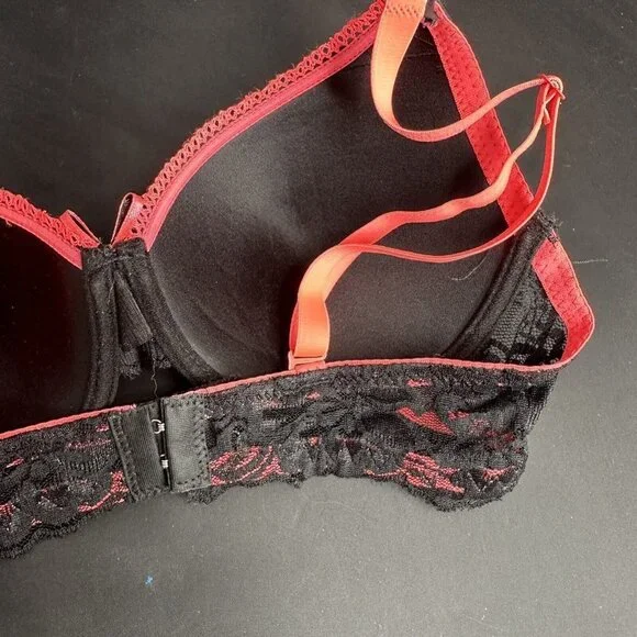 Angelina Black Pink Bra Silky Lace Detail Convertible Removable AdjustableStraps - Picture 8 of 10